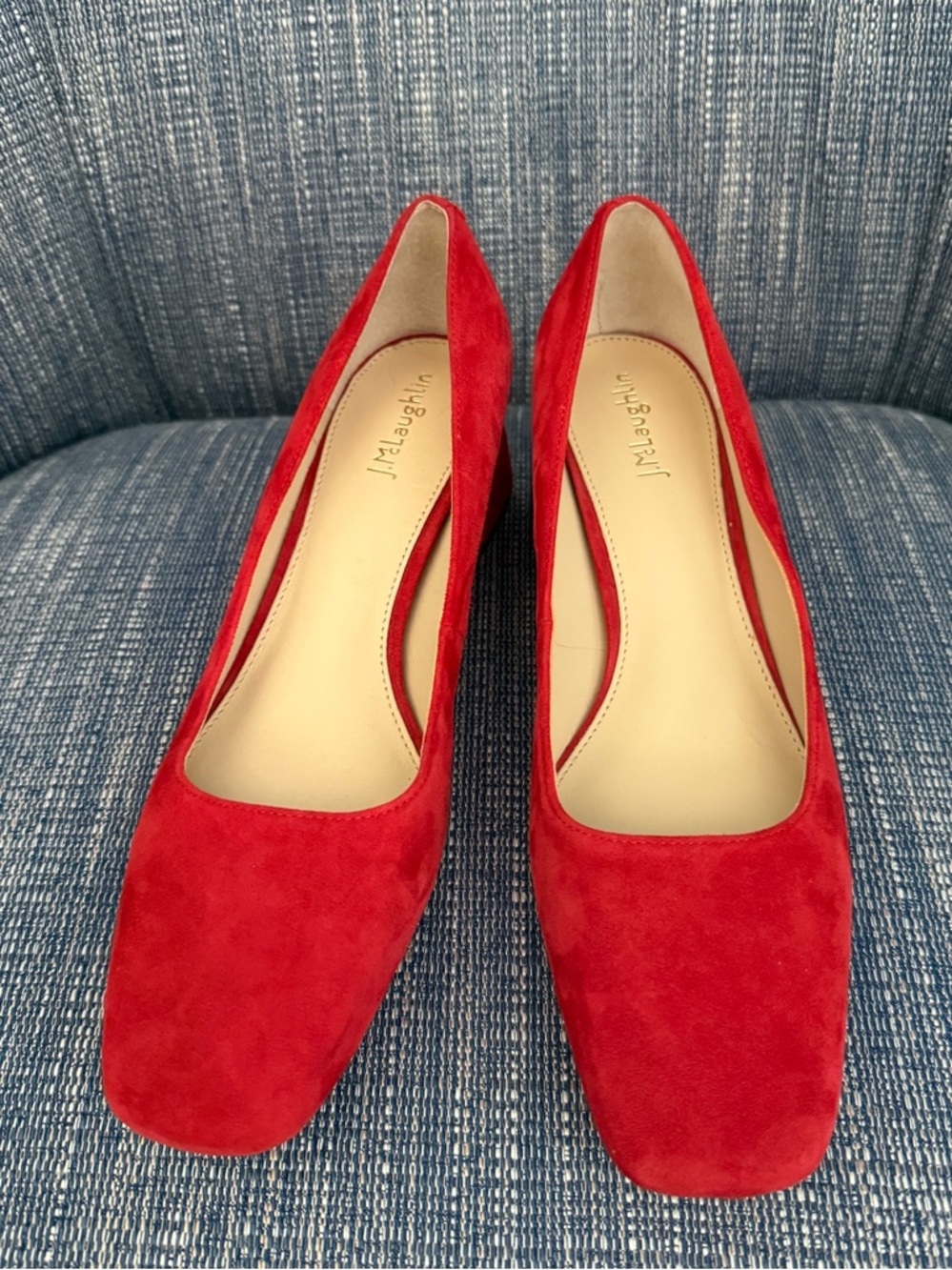 Red Suede Block Heel Square toe- EUC - Picture 2 of 7